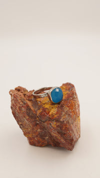 Akuamarin Taşlı Altın Kaplama Bakır Yüzük