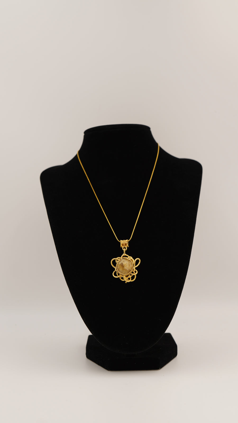 Sitrin Taşlı Altın Kaplama Bakır Kolye