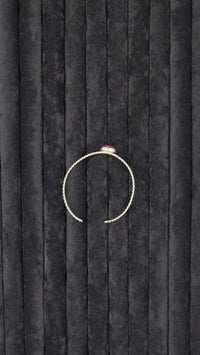 Kök Lal Taşlı El Yapımı Bakır Bileklik – 18 Ayar Rodyum Altın Kaplama