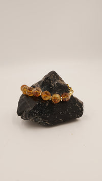 Sitrin Taşlı Bileklik – 1. Kalite, Çelik Metal (20 cm + 5 cm Uzatma)