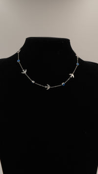 Kırlangıç Figürlü Nazar Boncuklu Çelik Kolye