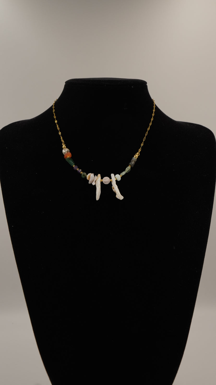 Mix Doğal Taşlı Çelik Kolye