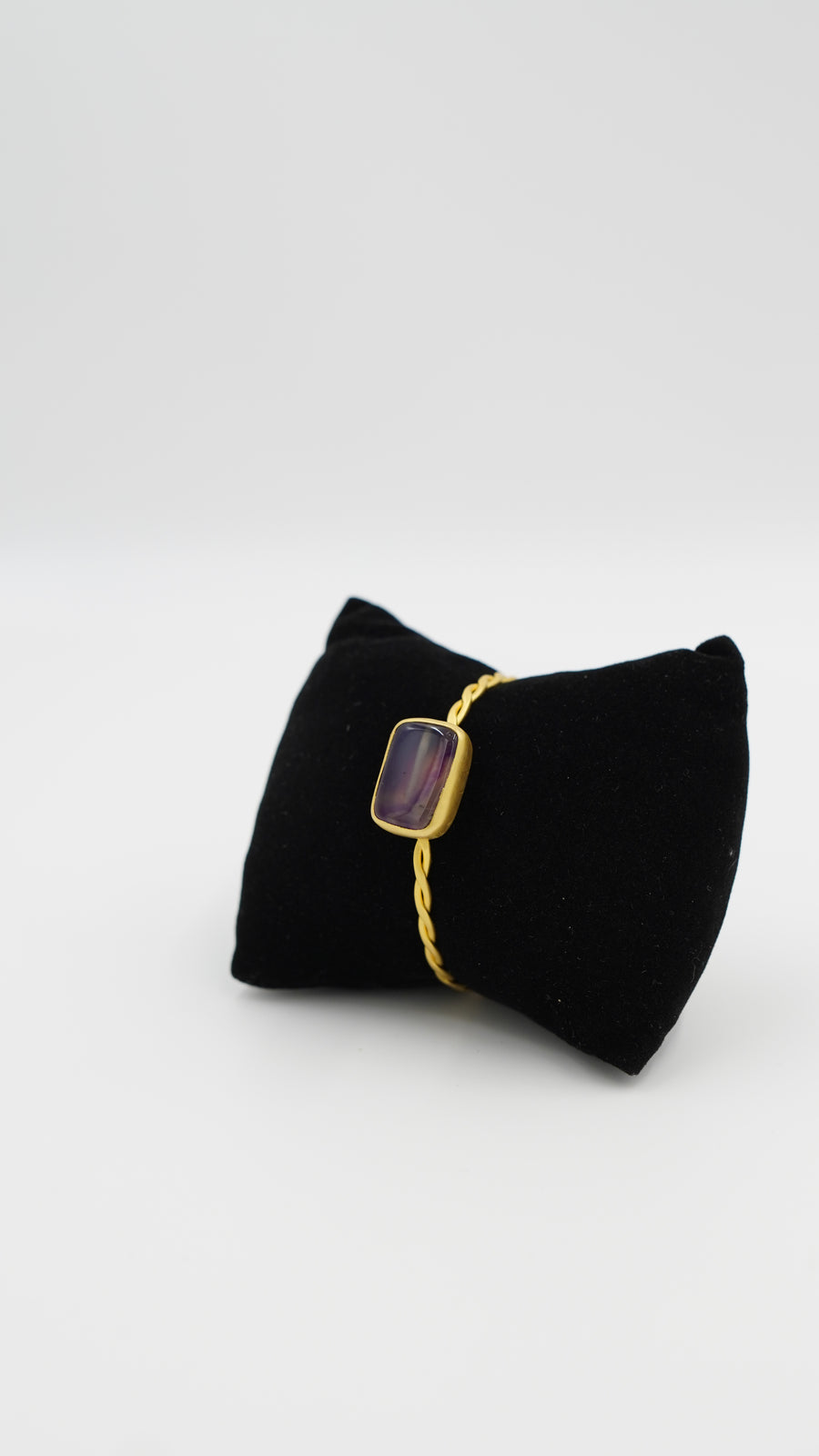 Kanada Ametisti Taşlı Ayarlanabilir El Yapımı Bakır Bileklik – 18 Ayar Rodyum Altın Kaplama