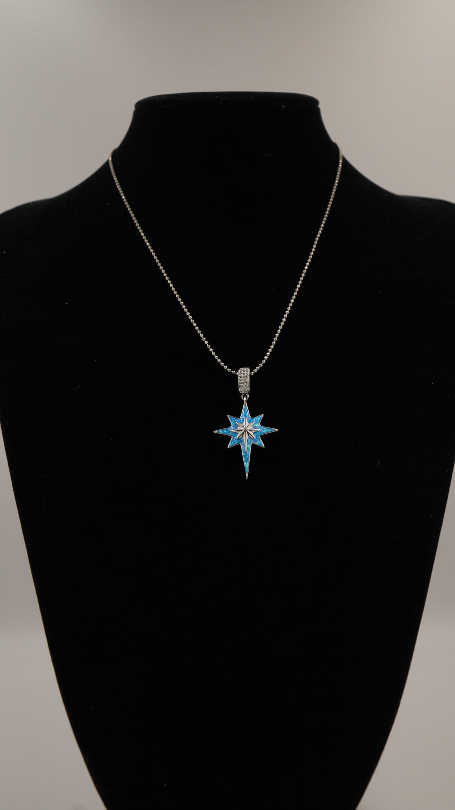 Kutup Yıldızı Figürlü Sedef Detaylı Çelik Kolye