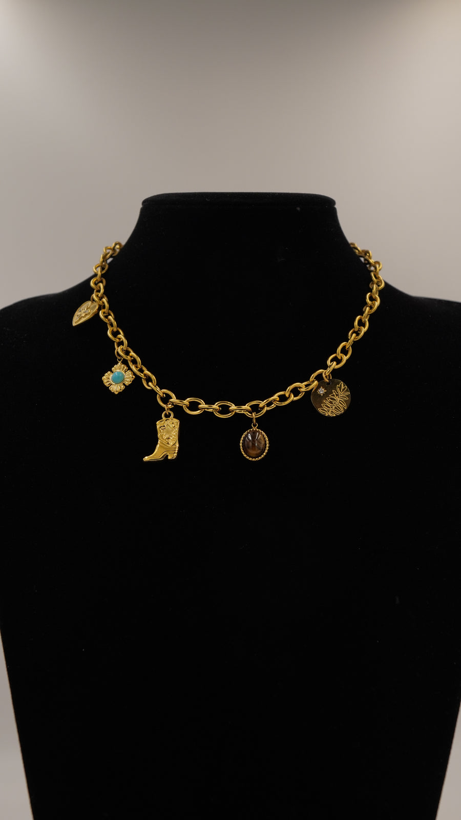 Kaplangözü ve Turkuaz Taşlı Çelik Kolye