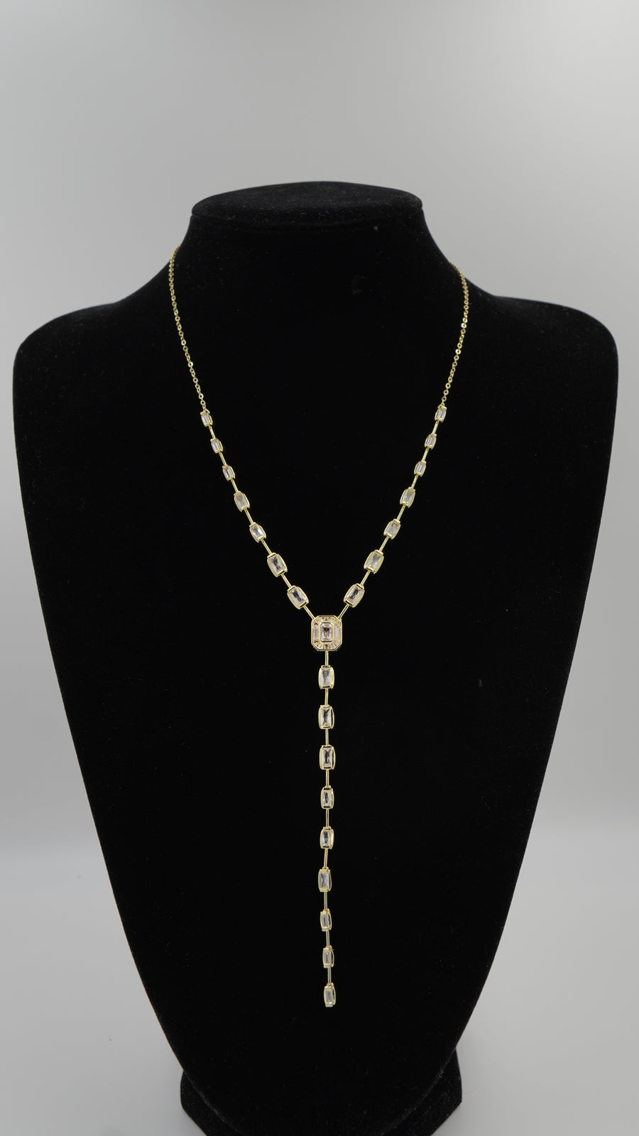 Zirkon Taşlı Y Kolye - Gold