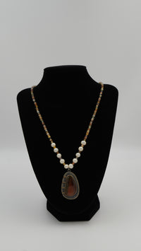 Doğal Taş & Barok İnci Gümüş Tasarım Kolye