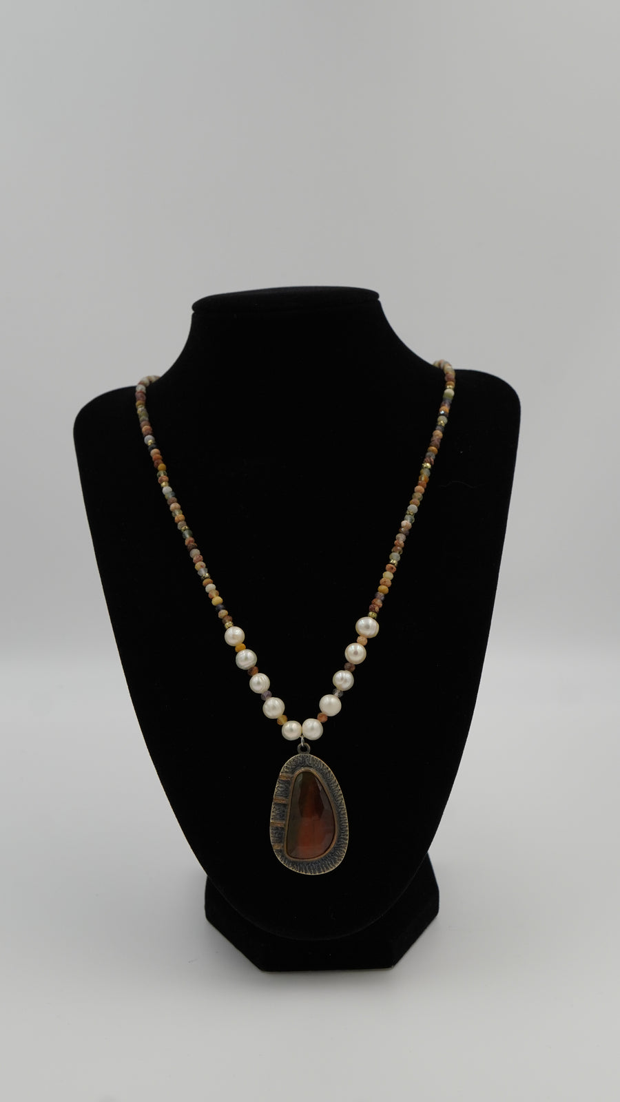 Doğal Taş & Barok İnci Gümüş Tasarım Kolye