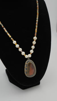 Doğal Taş & Barok İnci Gümüş Tasarım Kolye