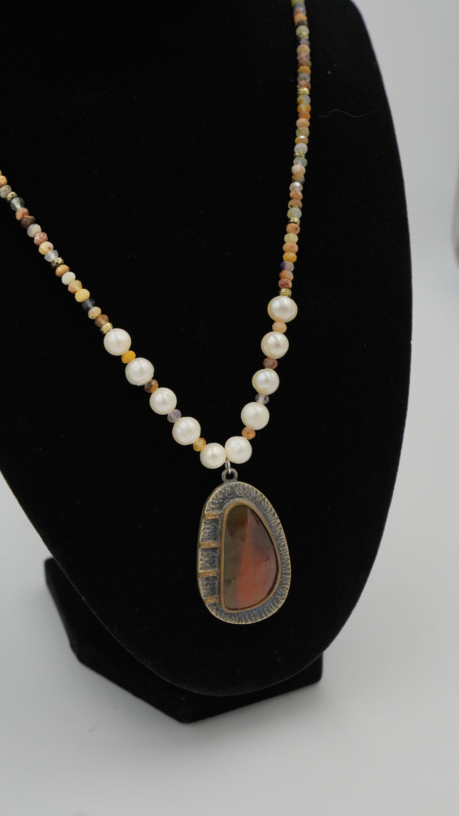 Doğal Taş & Barok İnci Gümüş Tasarım Kolye