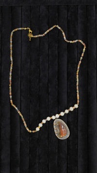 Doğal Taş & Barok İnci Gümüş Tasarım Kolye