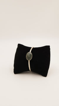 Labradorit Taşlı El Yapımı Bakır Bileklik – 18 Ayar Rodyum Altın Kaplama