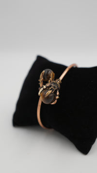 Kaplangözü Çift Taşlı Bakır Bileklik – Çift Pencereli El Yapımı Model