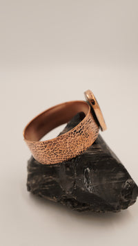 Büyük Boy Akik Taşlı El Yapımı Saf Bakır Bileklik – Ayarlanabilir (3 cm Taş)