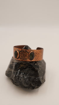 Çift Taşlı Labradorit El Yapımı Saf Bakır Bileklik – Ayarlanabilir