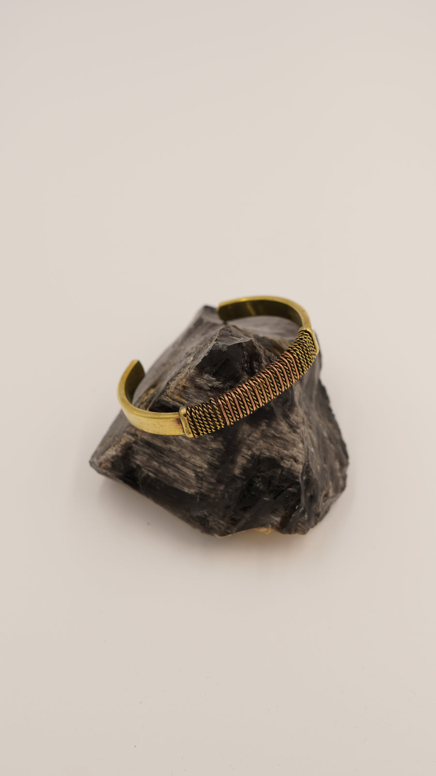 Pirinç Detaylı El Yapımı Bakır Bileklik