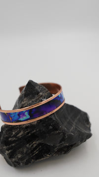 Hareli Epoksi Detaylı Saf Bakır Bileklik