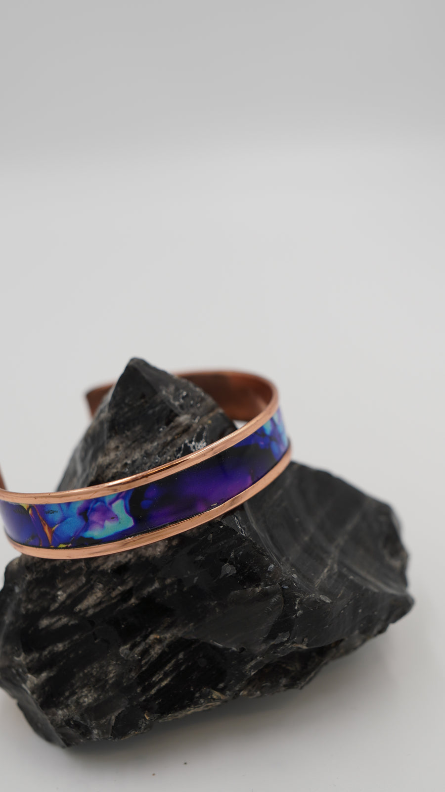 Hareli Epoksi Detaylı Saf Bakır Bileklik