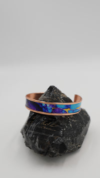 Hareli Epoksi Detaylı Saf Bakır Bileklik