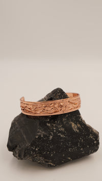 Buruşuk Desenli Saf Bakır Mine İşlemeli Bileklik