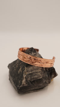 Buruşuk Desenli Saf Bakır Mine İşlemeli Bileklik