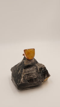 Limon Quartz Taşlı Saf Bakır Yüzük - Tek Üretim