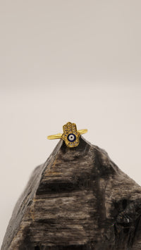 Fatma Ana Eli Nazar Detaylı Altın Kaplama Yüzük