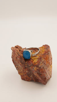 Akuamarin Taşlı Altın Kaplama Bakır Yüzük