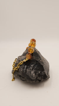 Sitrin Taşlı Bileklik – 1. Kalite, Çelik Metal (20 cm + 5 cm Uzatma)