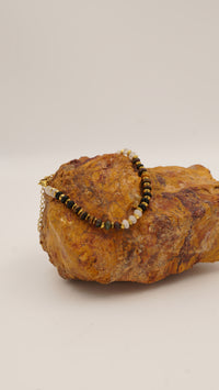 Quartz, Oniks, Turmalin & Kaplan Gözü Taşlı Çelik Bileklik