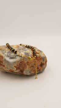 Quartz, Oniks, Turmalin & Kaplan Gözü Taşlı Çelik Bileklik