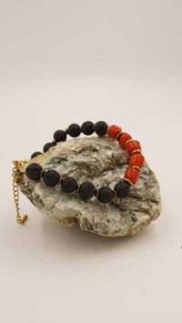 Lav Taşı & Mercan Taşlı Çelik Bileklik – Tek Üretim