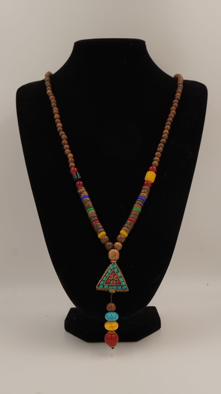 Turkuaz & Mercan Üçgen Uçlu Otantik Kolye