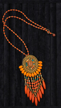 Akik & Mercan Detaylı Otantik Püsküllü Kolye