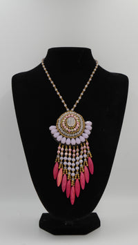 Pembe Quartz & Kristal Taşlı Otantik Hindistan Kolyesi