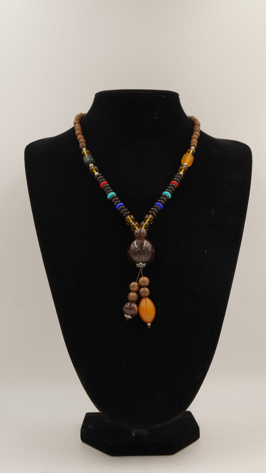 Akik ve Sitrin Detaylı Otantik Doğal Taş Kolye