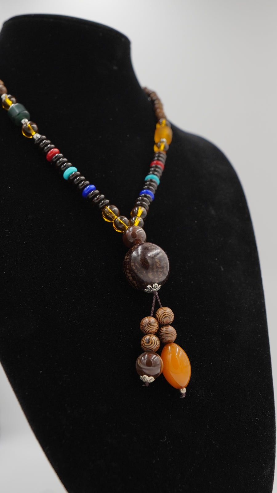 Akik ve Sitrin Detaylı Otantik Doğal Taş Kolye