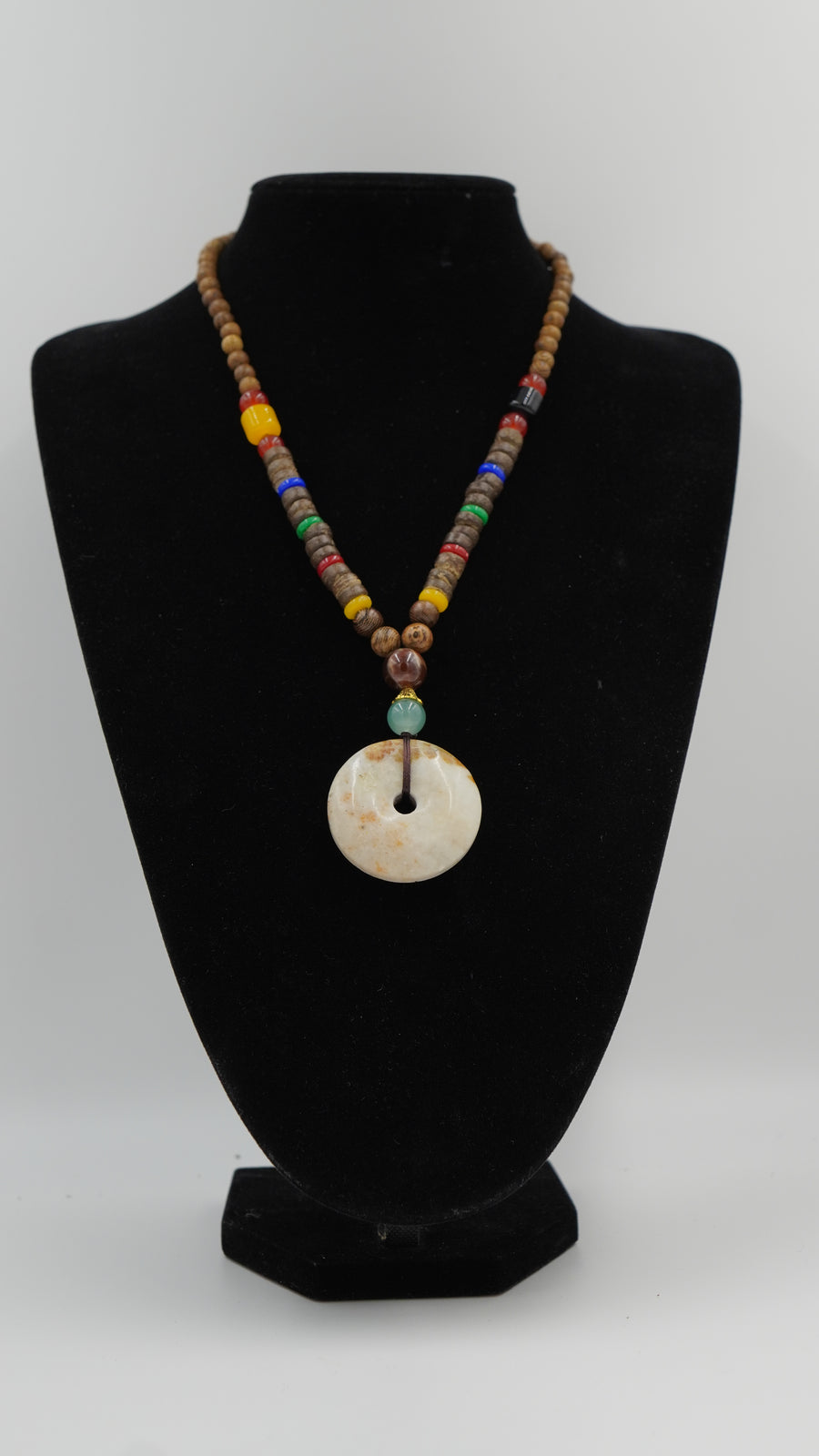 Akik & Aventurin Taşlı Doğal Ahşap Otantik Kolye