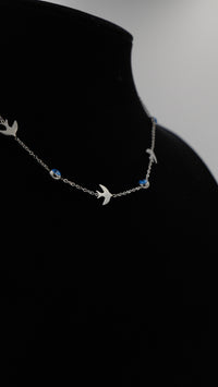 Kırlangıç Figürlü Nazar Boncuklu Çelik Kolye