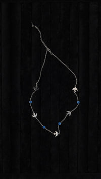 Kırlangıç Figürlü Nazar Boncuklu Çelik Kolye