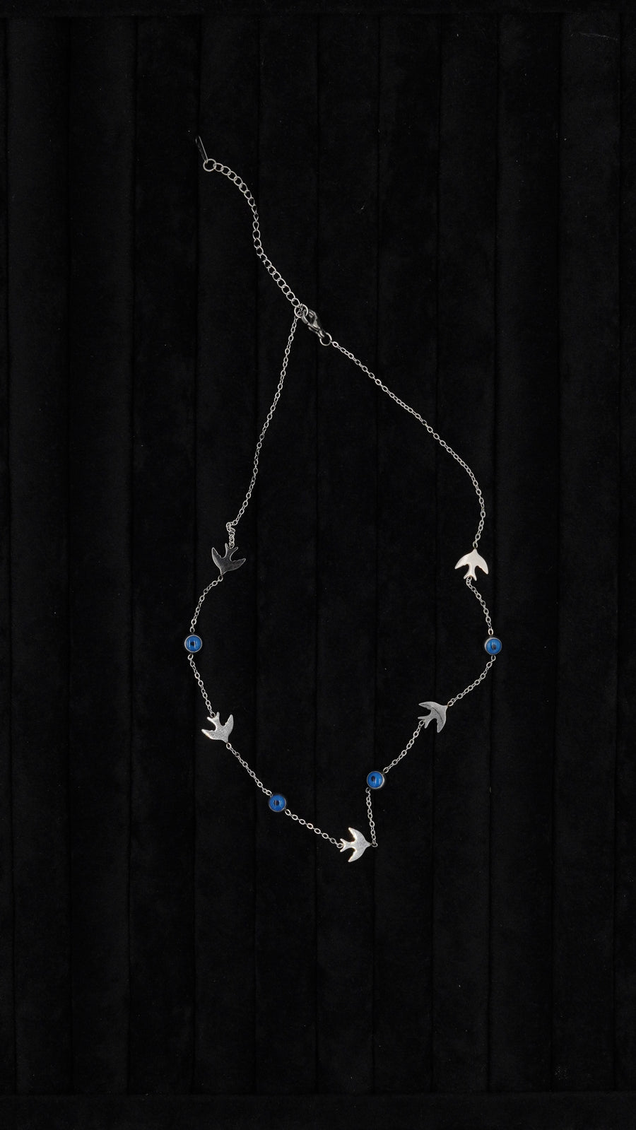 Kırlangıç Figürlü Nazar Boncuklu Çelik Kolye