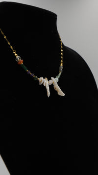 Mix Doğal Taşlı Çelik Kolye