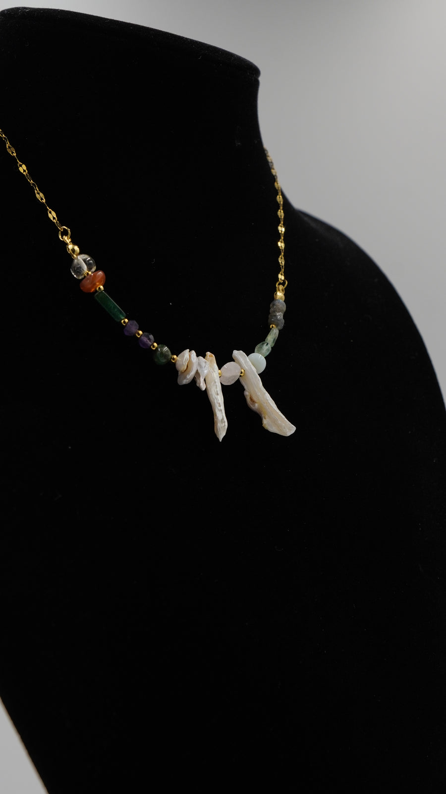 Mix Doğal Taşlı Çelik Kolye