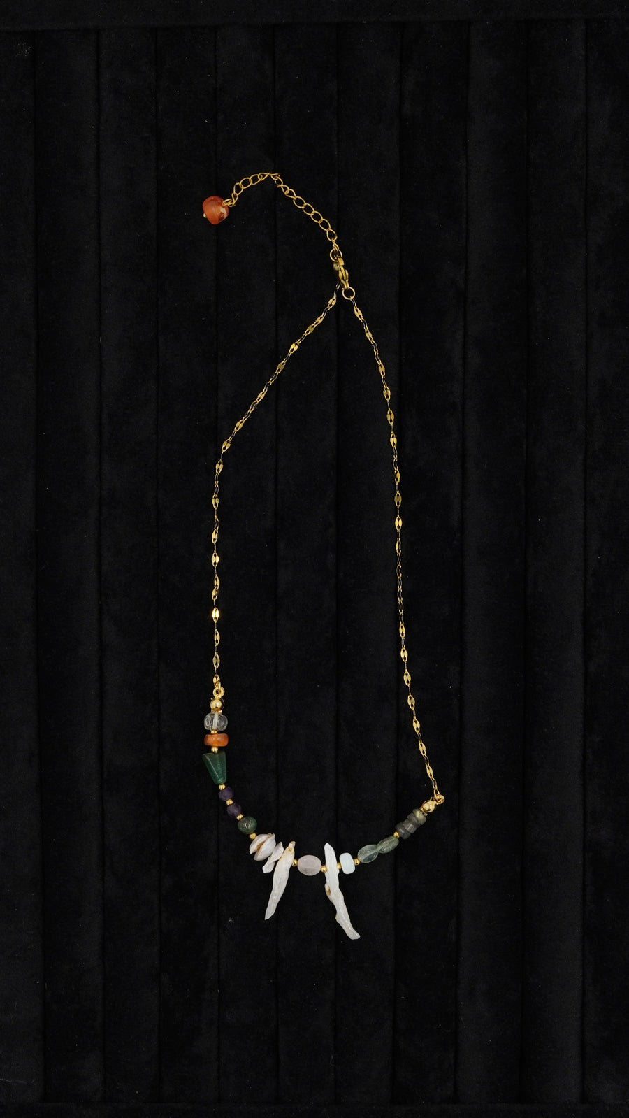 Mix Doğal Taşlı Çelik Kolye