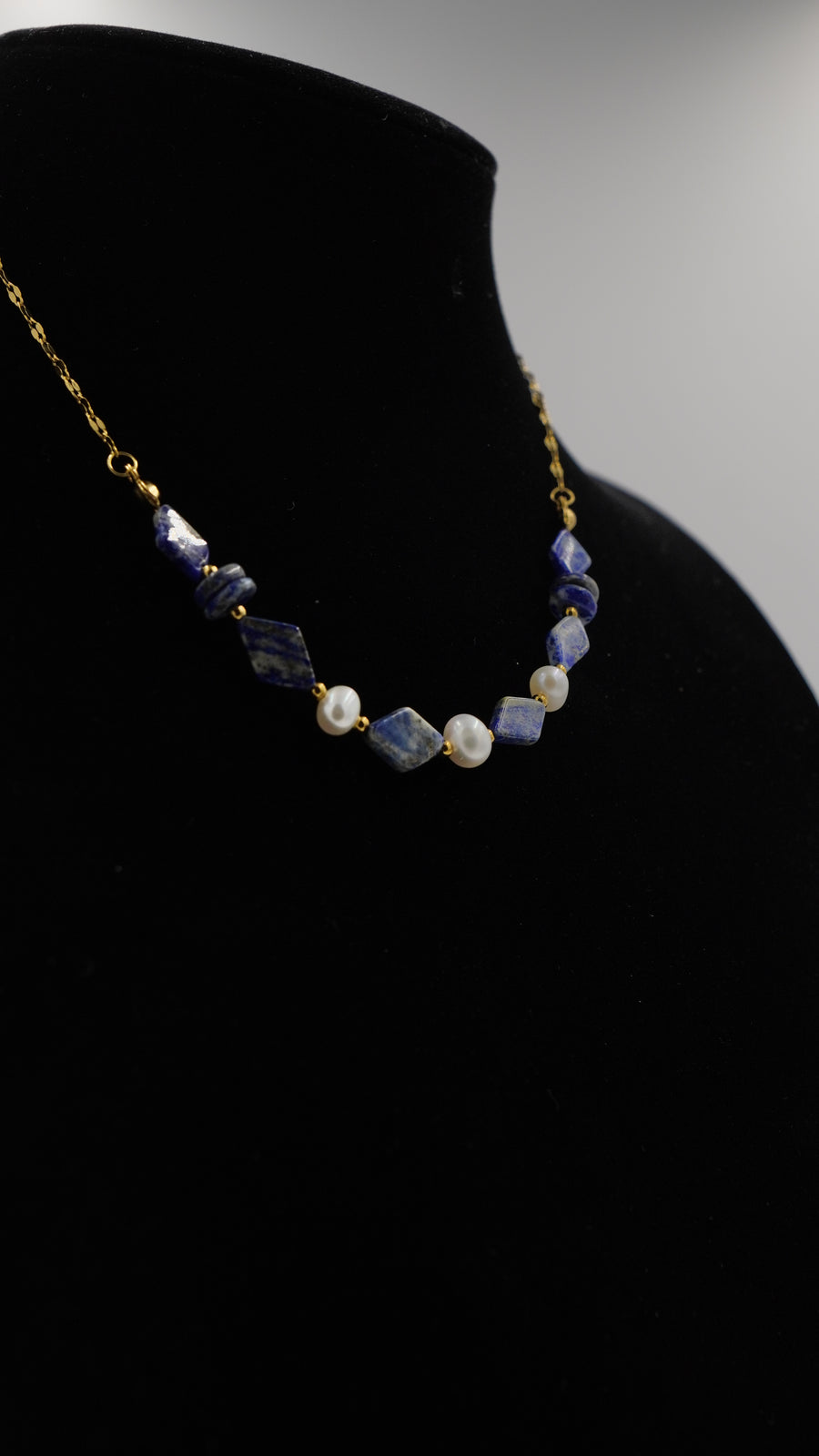 Lapis Lazuli Doğal Taşlı Çelik Kolye