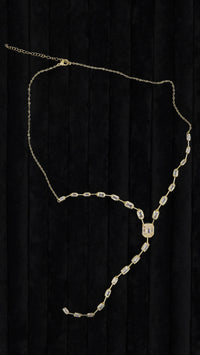 Zirkon Taşlı Y Kolye - Gold