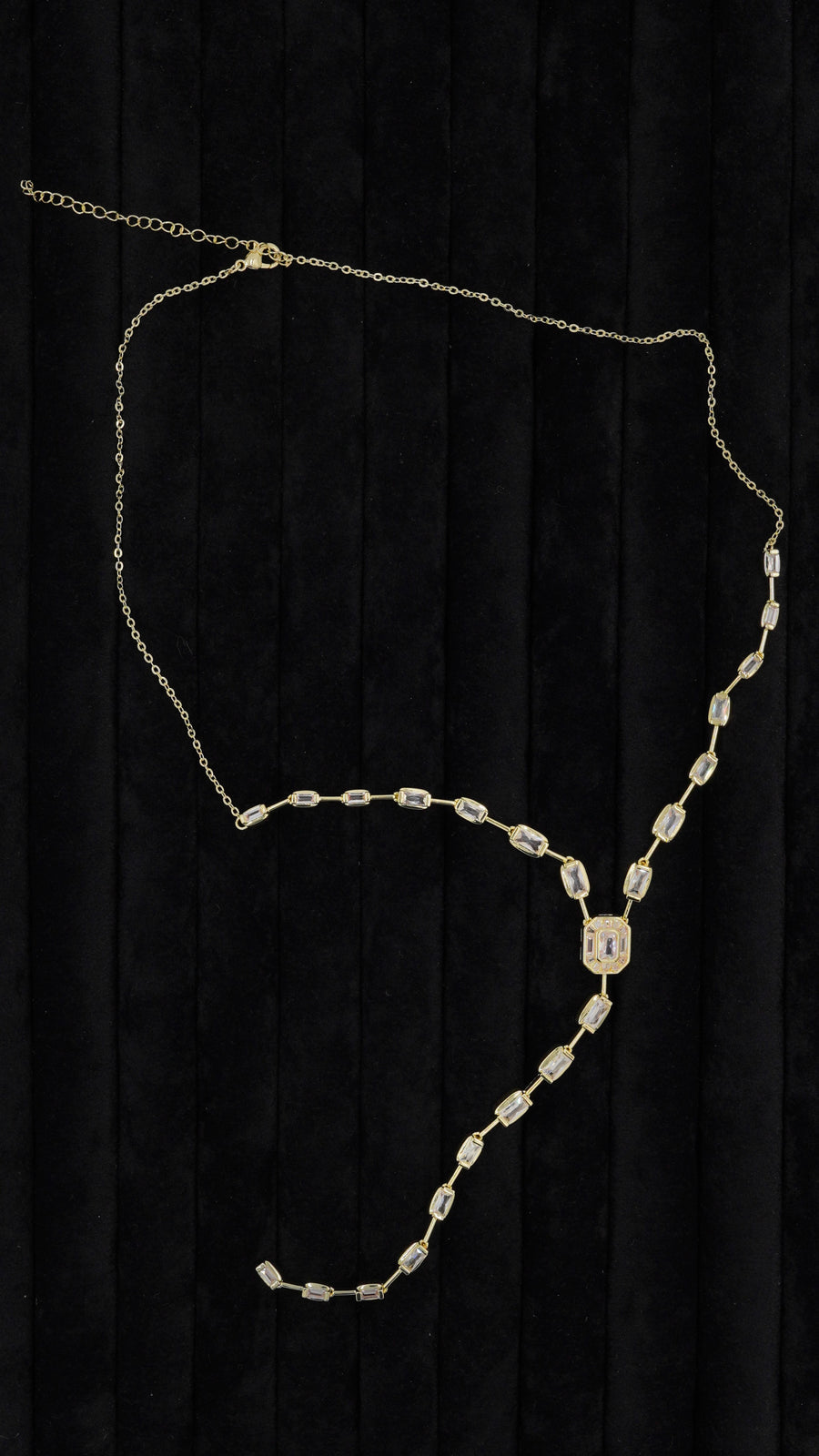 Zirkon Taşlı Y Kolye - Gold