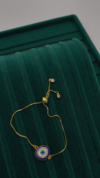 Nazar Boncuğu Figürlü Zirkon Taşlı Çelik Bileklik