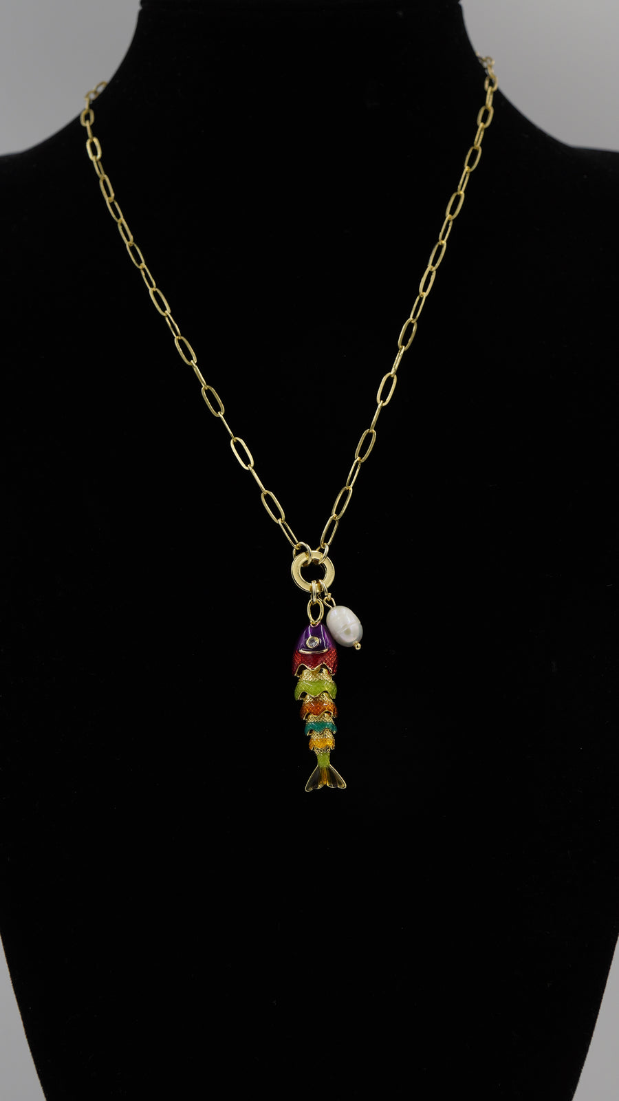 Balık Figürlü İncili Kolye