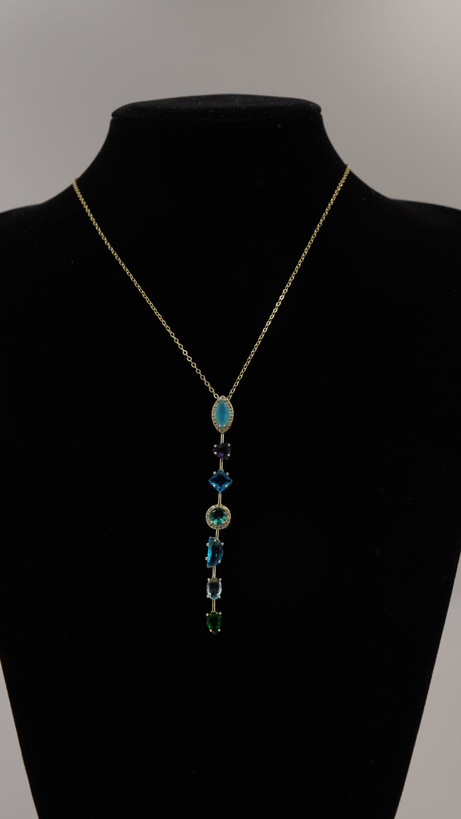 Mavi Zirkon Taşlı Y Kolye